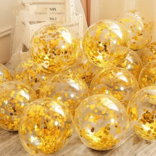 10 Pcs / Lot 12 Inch Confetti Latex Balloon Rose Gold Silver Helium Balloon Birthday Party Wedding Decoration Christmas Globos