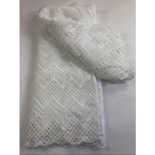 High Quality Nigerian White Water Soluble Cord Lace Fabric 5 Yard African Guipure Cord Lace Fabric For Party Wedding GDP010