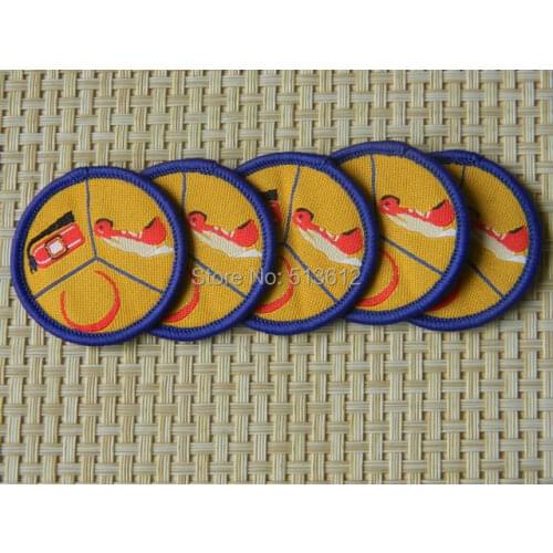 Custom brand /paper backing woven label patches /overlock patches/merrow border patches 200pcs lot