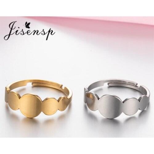 Jisensp Simple Style Multi Round Finger Rings Adjustable Geometric Irregular Stainless Steel Ring for Women Punk Jewelry Gift