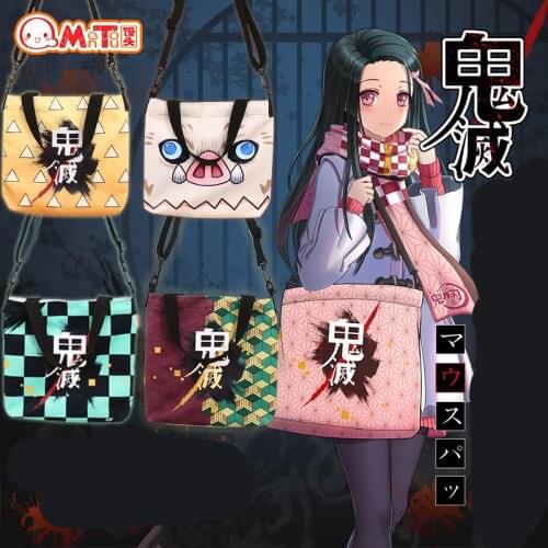 1 pcs Japan Anime Demon Slayer Shoulder Bag Two Different Side Cute Kimetsu No Yaiba Canvas School Handbag Shopping Bag