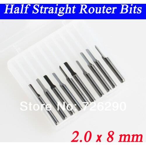 10pcs 3.175*2.0*8mm Straight Cutters Carbide Cutting Tools Engraving Bit CNC Router Bits Tool Bit on PVC,Wood,Acryl,MDF