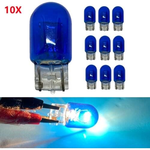 10Pcs 7440 W21W 582 T20 1881 12V 21W Xenon HID Blue Glass Wedges Car Bulb External Lights Halogen Lamp Lights Automotive
