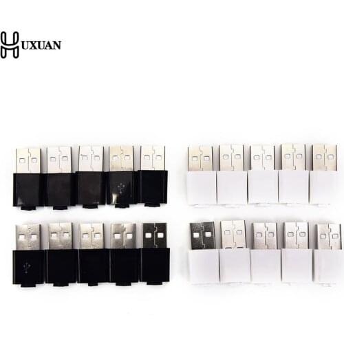 10pcs/ Sets 5 Pin DIY Micro USB Welding Type Male 5 Pin Plug Connector W/Plastic Cover White Black