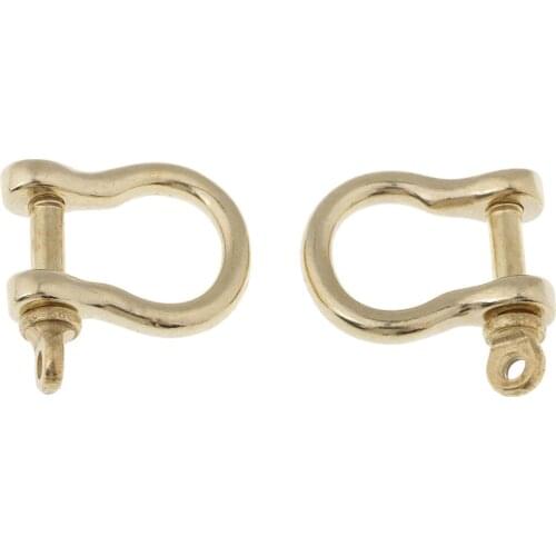 2Pcs Brass D-Rings Screw Horseshoe Buckle Ring Leathercraft Purse Belt Loop