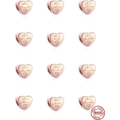 2021 New European Accessories Rose Gold Best Son Cousin Bead Fit Original Pandora Charms Silver 925 Bracelets Women DIY Jewelry