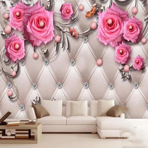 Milofi Custom 3D Wallpaper Mural Luxury Three-dimensional Jewelry Flowers Soft Pack Living Room Background Wall Decoration Mural