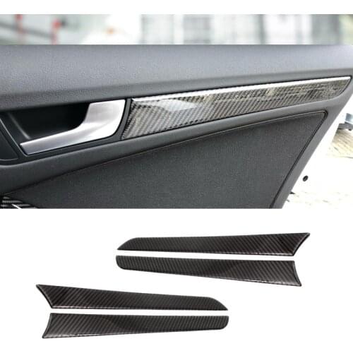 4 Pieces of Carbon FiberInteriorGlass Door and Window TrimInnerSticker Strips For Audi A4 B8 A5 2010 2011 2012 2013-2016