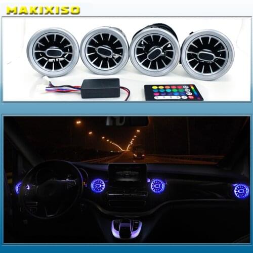 K-Car 4PCS LED Front Dashboard AC Air Condition Vent Outlet Turbo Interior Trim For Mercedes Benz V Class W447 Vito V250