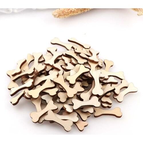 50PC Blank Wooden Buttons Dog Bone Kids Birthday Party Supplies DIY Scrapbook Craft Wedding Decoration Hand-made Graffiti