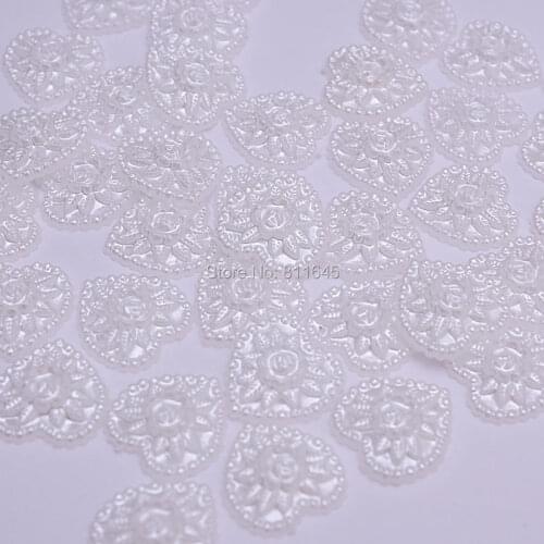 500pcs Flatback 17mm mitation pearl heart shaped flower pearls craft art