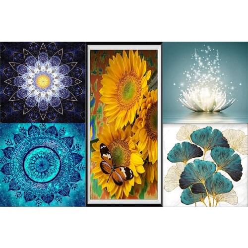 5d Diy Diamond Painting, Round Diamond-like Floral Geometric Embroidery, Cross Stitch Style, Home Decoration, Handmade Crafts