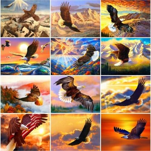 AZQSD 5D Diamond Painting Eagle Sunset Cross Stitch Needlework Diamond Embroidery Animal Mosaic Rhinestones Home Decoration