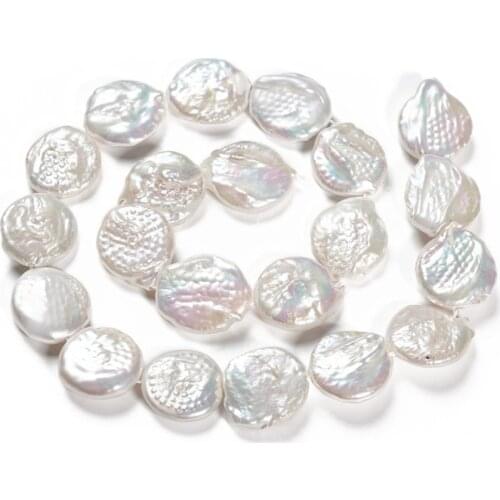 About 20~22pcs/strand Natural Freshwater Baroque Flat Round Keshi Pearl Beads for Jewelry Making Accessories Supplies,Hole: 1mm