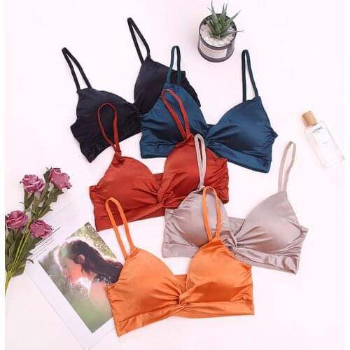 Sexy Bras For Women Push Up Bra Bralette Silky Seamless Underwear Twist Bra Top Wireless Brassiere Padded Female Lingerie