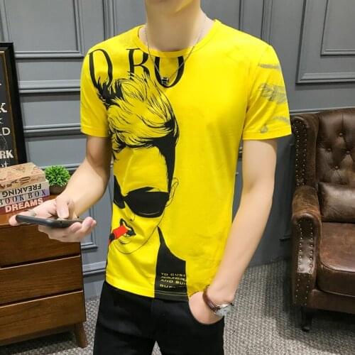 Camiseta Club Party Cloth Homme Hombre Manga Corta Korean Top Short TeeSummer New Pattern Personality Printing T Shirt