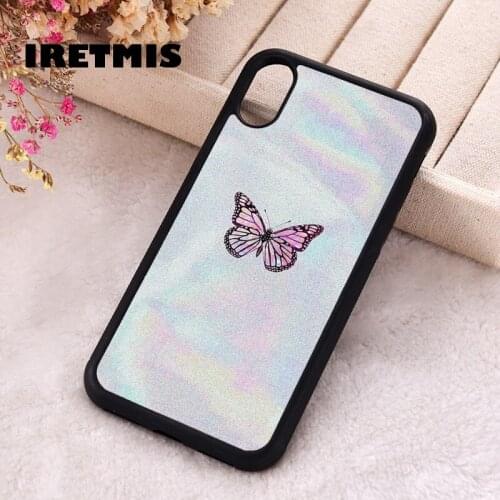 Iretmis 5 5S SE 2020 Phone Cover Cases for iPhone 6 6S 7 8 Plus X Xs Max XR 11 12 MINI Pro Rubber Silicone Butterfly Marble