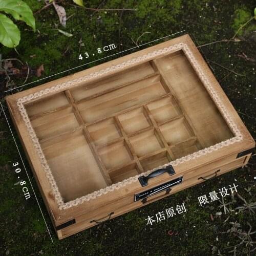 Household wooden desk glass handmade boxes Brush seal tape A4 paper and pencil case storage organizer desktop organizer
