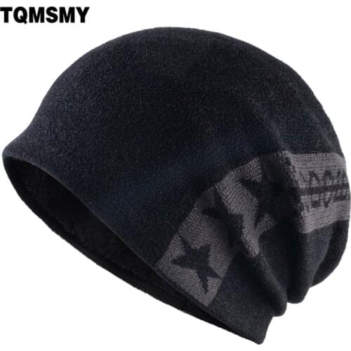 Double velvet skullies knitted wool hat Mens winter cap Keep warm beanies men bonnet plus velvet hats for women bone gorro