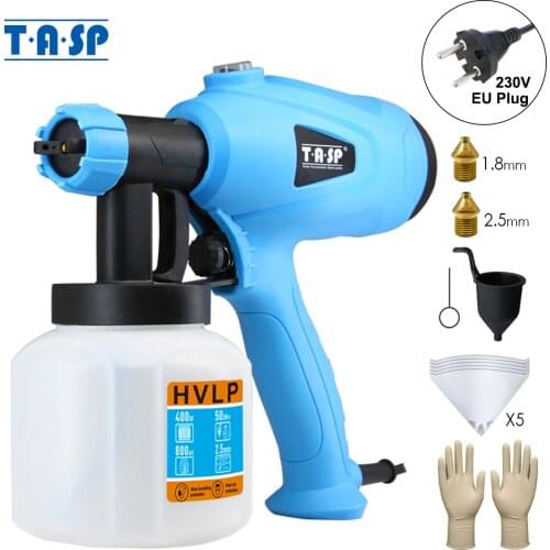TASP 230V 400W Electric Spray Gun HVLP Paint Sprayer Airbrush Painting Tool with Flow Control Easy Spraying & Clean for Home
