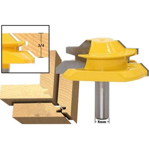 8mm Shank 45 Degree Lock Miter Router Bit Woodworking Tenon Milling Cutter Tool for Wood