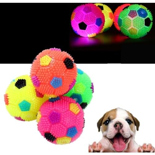 Interactive Squeak Dog Toys Pets Dogs Flashing Football Toys Pet Training Cat Toy Ball Puppy Chew Play Toy Pet Supplies