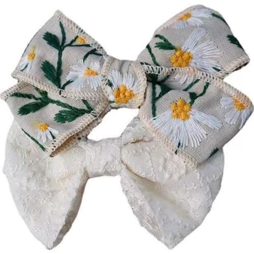 Creative Handmade Embroideried Bowknot Hair Clips For Girls Barrettes Safety Hairpins Girls Kids Headwear Hair Accessories