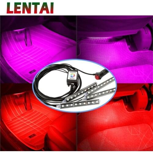 LENTAI 1Set Car LED RGB Light Atmosphere Lamp Strip Phone Control For VW Golf 4 7 5 MK4 Mazda 6 cx-5 cx-7 Peugeot 206 207 208