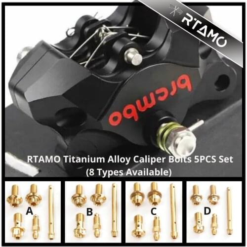 Multi-Color Available RTAMO Titanium Alloy Caliper Bolts 5PCS Set for Brembo CNC Brake Calipers High-Performance