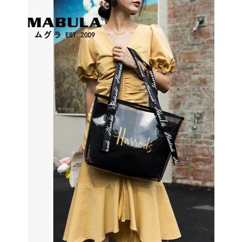 Soft TPU Transparent Tote Handbag Large Capacity Fashion Women Shopper Bag with Logo Strap Casual Lady Clear Work Bags