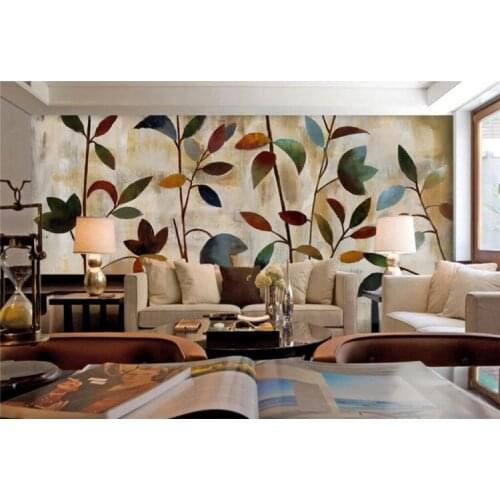 Retro color small broken leaf mural wall custom high-end mural factory wholesale wallpaper mural photo wall