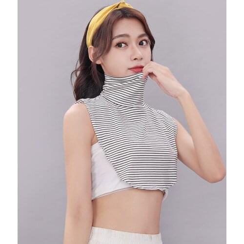 NEW Autumn Winter Women Half Shirt Chiffon Lace Striped Ruffles Fake Collar Lady Basic False Detachable Collar Lapel Blouse Tops