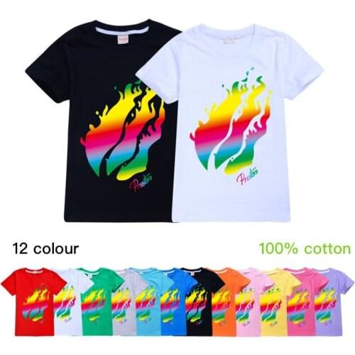 2020 summer new childrens cotton T-shirt big boy and girl printing PRESTONPLAYZ top childrens sports and leisure T-shirt top
