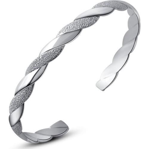 New 925 Silver Bracelet Interwoven Frosted Silver Woman Bracelet Wedding Wedding Jewelry Gift