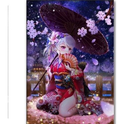 New Home Decor Cartoon Anime Girl 5D DIY Diamond Painting Cross Ctitch Kit Wall Sticker Mosaic Diamond Embroidery Painting