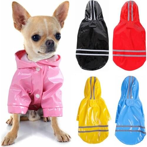 New pet rain gear pu reflective lovely raincoat with fashion designer suitable for labrador samoyed pug cats and dogs universal