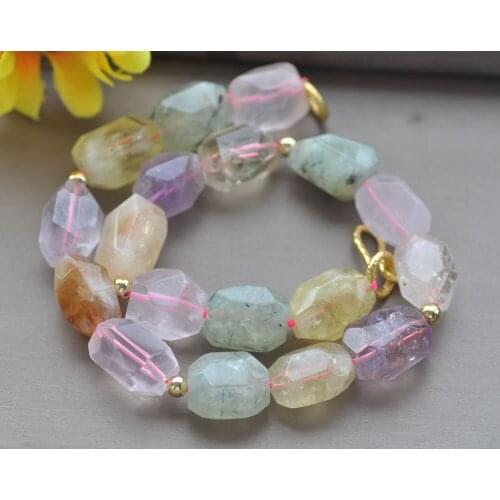 Z10991 Huge 17" 21mm Natural Multicolor Massive Faceted Crystal necklace