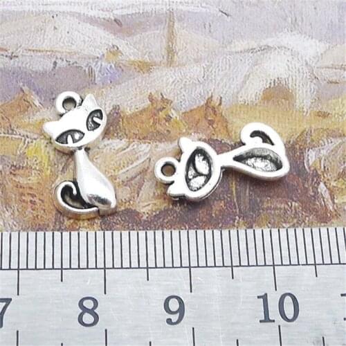 BULK 30 Zinc Alloy Animal Cat Charms Pendant Gift for Pet Cat Lovers Antique Plating 18*11mm 0.8g