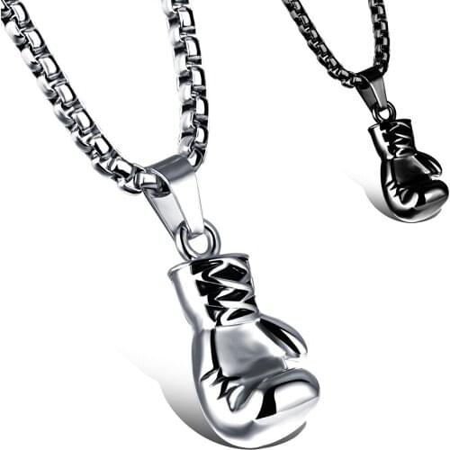 Personalized Men boxing glove Pendants Necklace for Boy Stainless Steel Chain Fashion Mens Jewelry Style Brand Fate Love