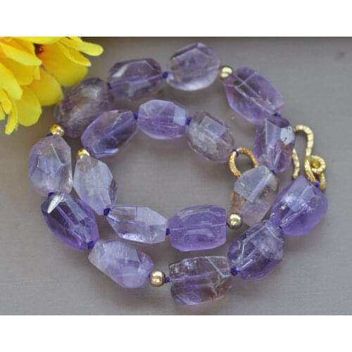 Z10973 17" 20mm Lavender Baroque Faceted Amethyst Bead Necklace