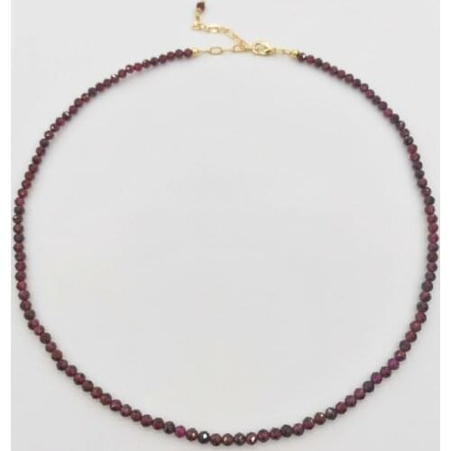 3mm Faceted Garnet Necklace Adjustable 14K Gold Filled Chains Gemstones Collier Femme Unique Vintage BOHO Necklace For Women