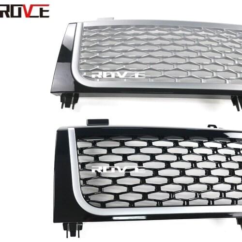 ROVCE Front GrilROVCE Bumper Honey Comb Mesh Grille ABS Plastic For Range Rover Vogue 2002-2005 Black and Silver