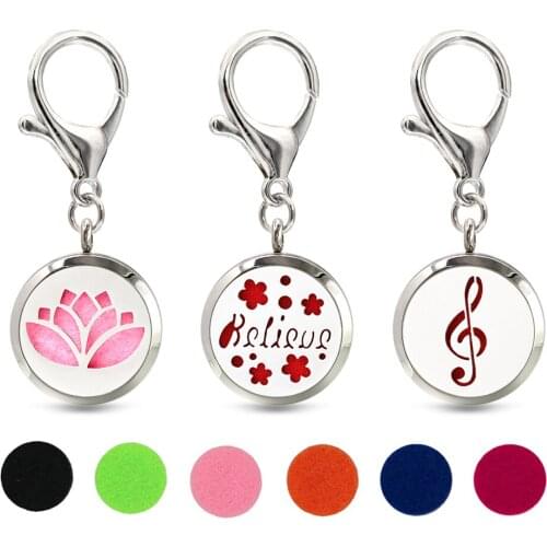 Believe Love Key Chain Essential Oil Perfume Diffuser 30mm Magnetic Locket with Lobster Clasp Key Ring 10pcs Pads Free