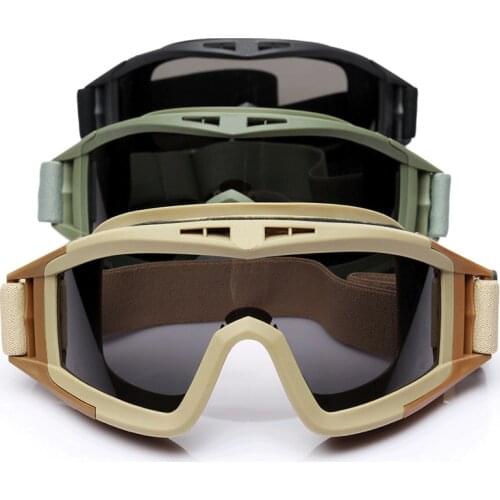 Black Tan Green Tactical Goggles Military Shooting Sunglasses 3 Lens Army Airsoft Paintball Motorcycle Windproof Wargame Glasses