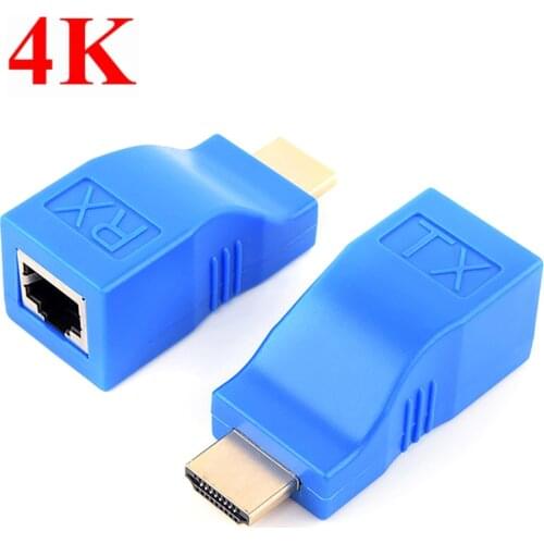 4K HDMI-compatible Extender Extension up to 30m Over CAT5e / 6 UTP LAN Ethernet Cable RJ45 Ports LAN Network Computer Connector