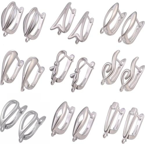 JUYA 10 Pcs\lot Copper Silver Color Earrings Hooks Clasps Settings DIY Handmade Jewelry Findings Accessories For Earrings Making