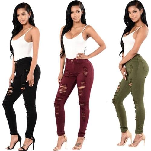 Woman Black/Green/Gray Beggar Pipped Pencil Pants 2021 Female Casual Slim Trousers Ladies Sexy Hole Solid Bodycone Long Pants