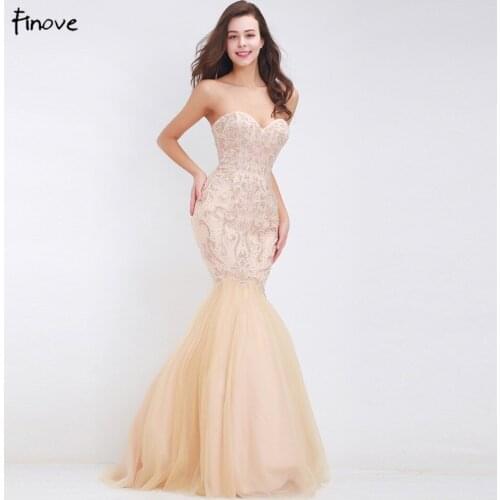 Finove Beading Sexy Mermaid Evening Dresses Sweetheart Strapless Floor-Length Long Dresses 2020 New Formal Dress For Women