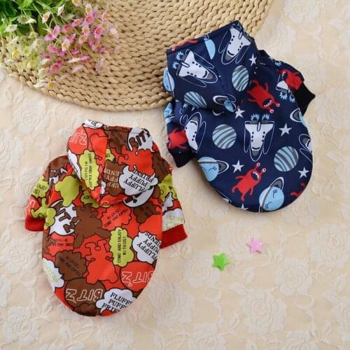 Planet Flannel Thick Cotton-padded Jacket Pet Dog Print Clothes for Small Dogs Teddy Bear Cotton-padded Clothes Supplier