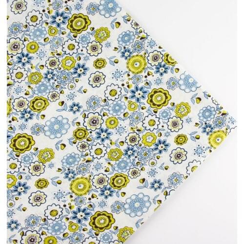 0.5 meter width 156cm BLUE vintage flower Print Plain100% Cotton Fabric for Home Textile Patchwork Quilted Fabrics